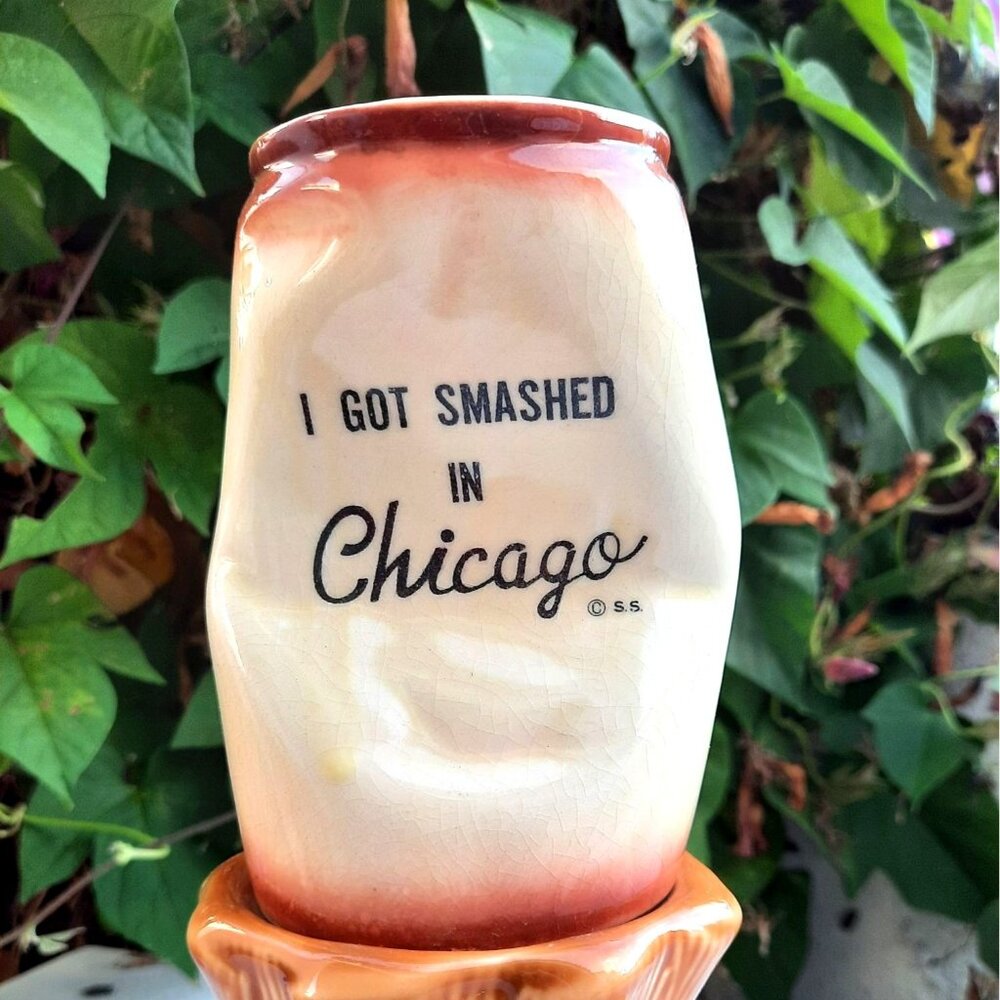 Vintage Ceramic I Got Smashed in Chicago Ceramic Smashed Can 1960s